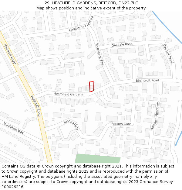 29, HEATHFIELD GARDENS, RETFORD, DN22 7LG: Location map and indicative extent of plot