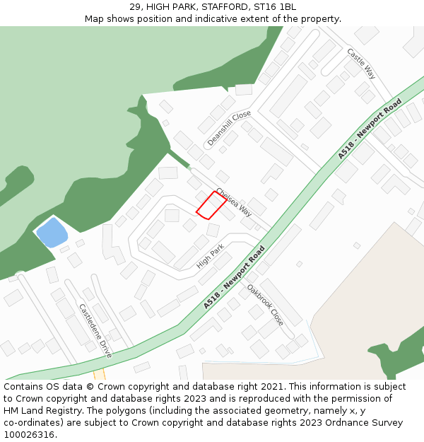 29, HIGH PARK, STAFFORD, ST16 1BL: Location map and indicative extent of plot
