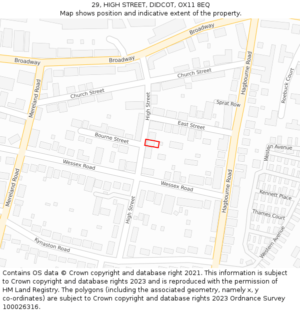 29, HIGH STREET, DIDCOT, OX11 8EQ: Location map and indicative extent of plot