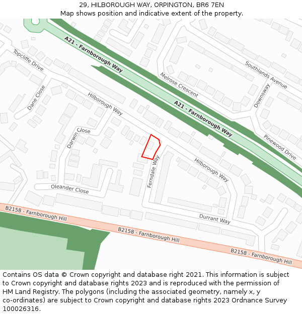 29, HILBOROUGH WAY, ORPINGTON, BR6 7EN: Location map and indicative extent of plot
