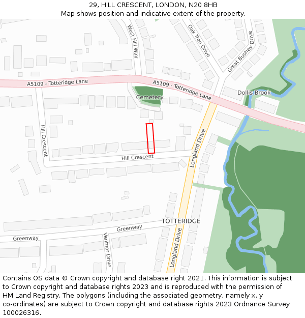 29, HILL CRESCENT, LONDON, N20 8HB: Location map and indicative extent of plot