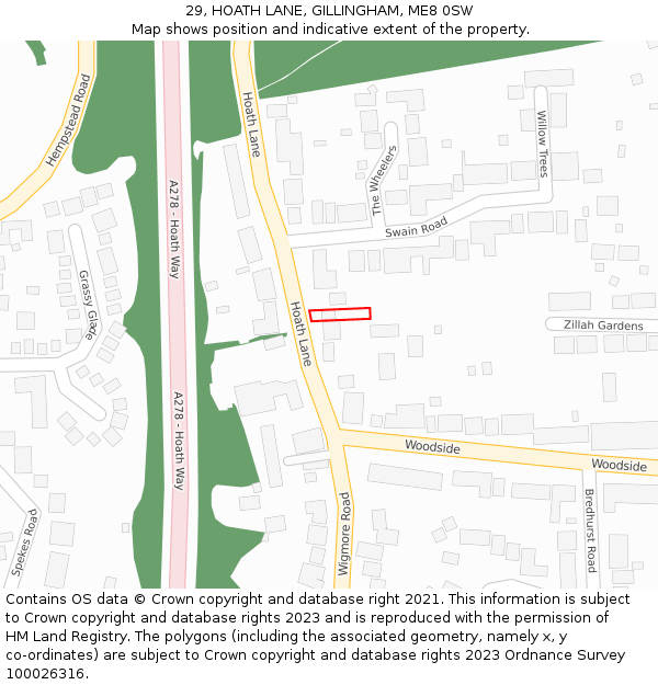 29, HOATH LANE, GILLINGHAM, ME8 0SW: Location map and indicative extent of plot