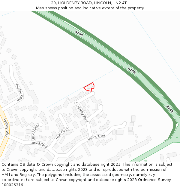 29, HOLDENBY ROAD, LINCOLN, LN2 4TH: Location map and indicative extent of plot