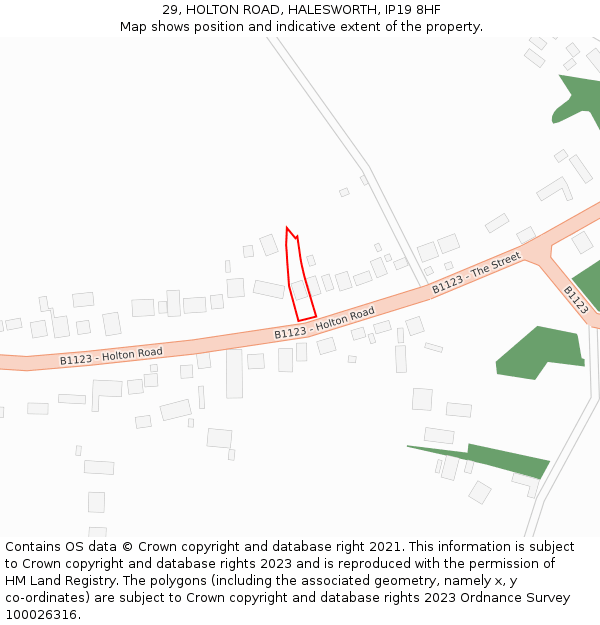 29, HOLTON ROAD, HALESWORTH, IP19 8HF: Location map and indicative extent of plot