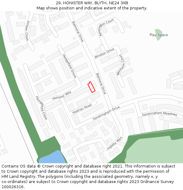 29, HONISTER WAY, BLYTH, NE24 3XB: Location map and indicative extent of plot