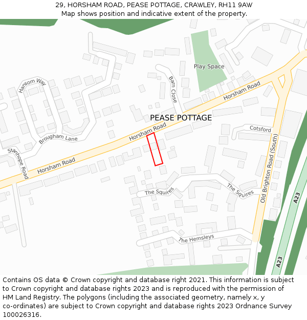 29, HORSHAM ROAD, PEASE POTTAGE, CRAWLEY, RH11 9AW: Location map and indicative extent of plot