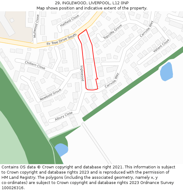 29, INGLEWOOD, LIVERPOOL, L12 0NP: Location map and indicative extent of plot