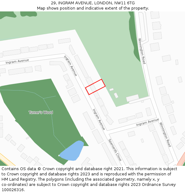 29, INGRAM AVENUE, LONDON, NW11 6TG: Location map and indicative extent of plot