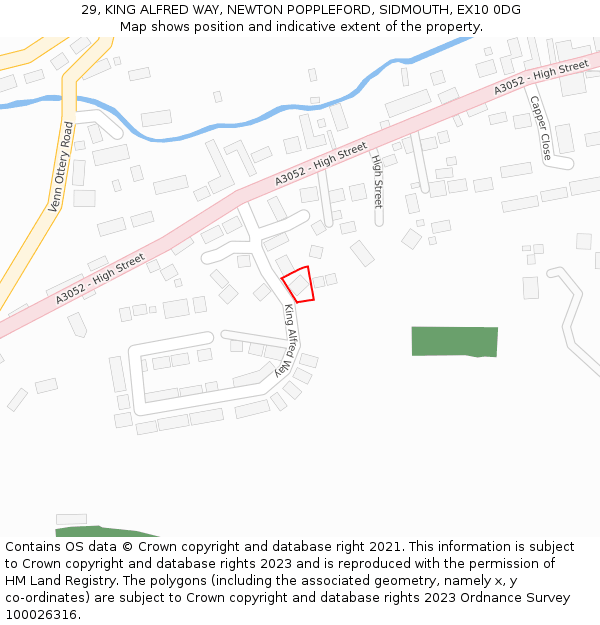 29, KING ALFRED WAY, NEWTON POPPLEFORD, SIDMOUTH, EX10 0DG: Location map and indicative extent of plot