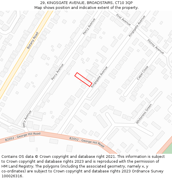 29, KINGSGATE AVENUE, BROADSTAIRS, CT10 3QP: Location map and indicative extent of plot