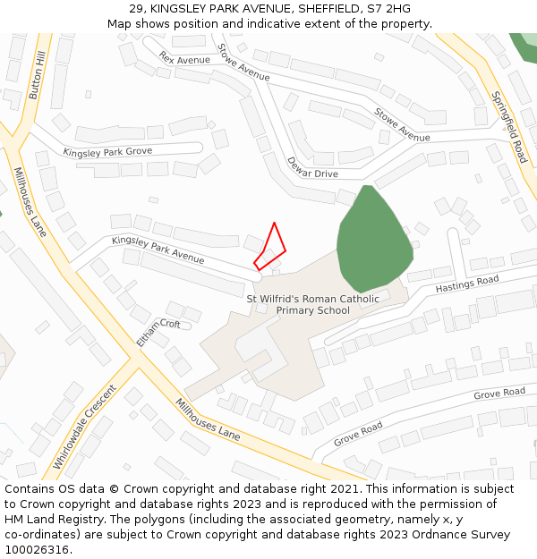 29, KINGSLEY PARK AVENUE, SHEFFIELD, S7 2HG: Location map and indicative extent of plot