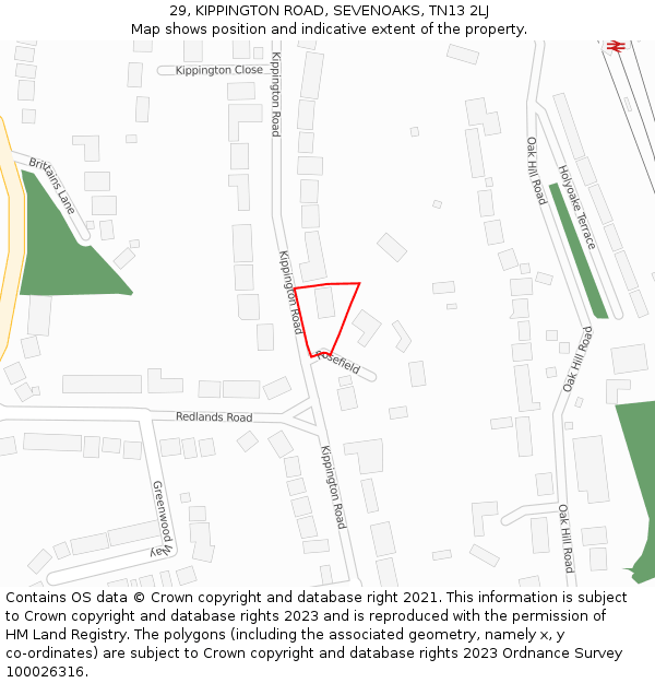 29, KIPPINGTON ROAD, SEVENOAKS, TN13 2LJ: Location map and indicative extent of plot