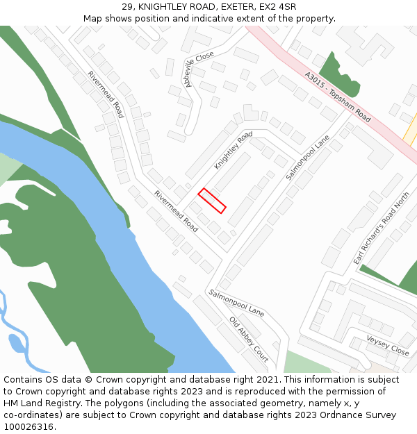 29, KNIGHTLEY ROAD, EXETER, EX2 4SR: Location map and indicative extent of plot