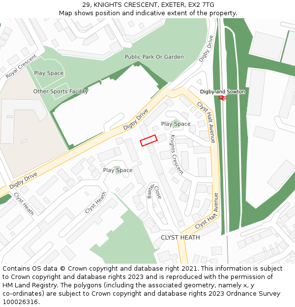 29, KNIGHTS CRESCENT, EXETER, EX2 7TG: Location map and indicative extent of plot