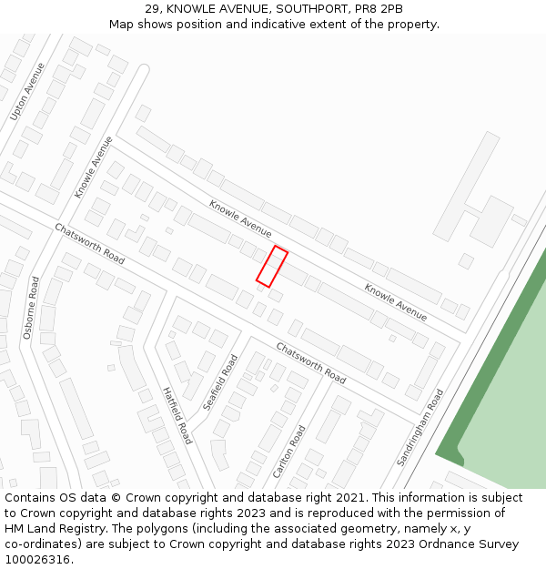 29, KNOWLE AVENUE, SOUTHPORT, PR8 2PB: Location map and indicative extent of plot