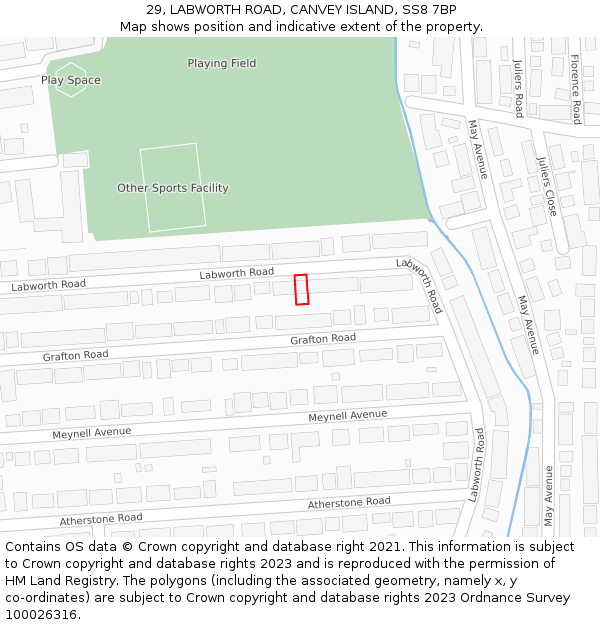 29, LABWORTH ROAD, CANVEY ISLAND, SS8 7BP: Location map and indicative extent of plot