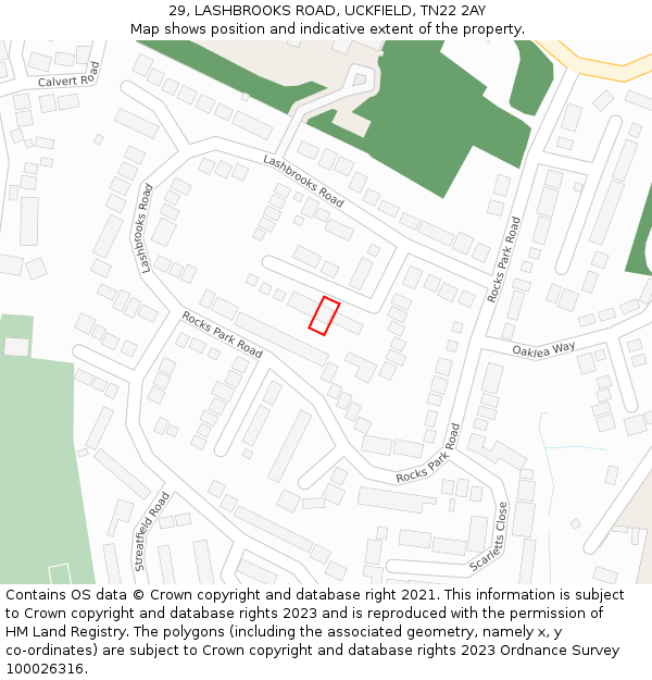 29, LASHBROOKS ROAD, UCKFIELD, TN22 2AY: Location map and indicative extent of plot