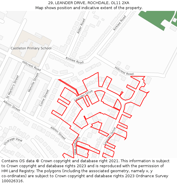 29, LEANDER DRIVE, ROCHDALE, OL11 2XA: Location map and indicative extent of plot