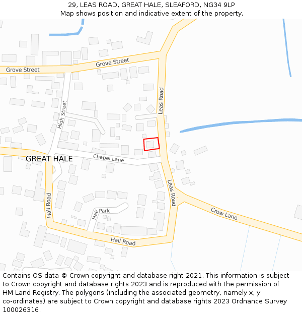 29, LEAS ROAD, GREAT HALE, SLEAFORD, NG34 9LP: Location map and indicative extent of plot