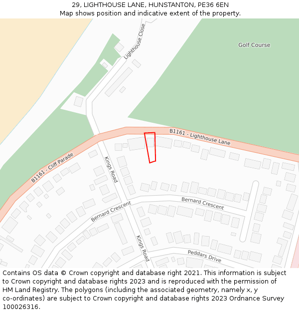 29, LIGHTHOUSE LANE, HUNSTANTON, PE36 6EN: Location map and indicative extent of plot