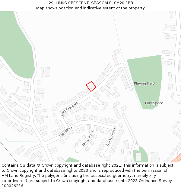 29, LINKS CRESCENT, SEASCALE, CA20 1RB: Location map and indicative extent of plot