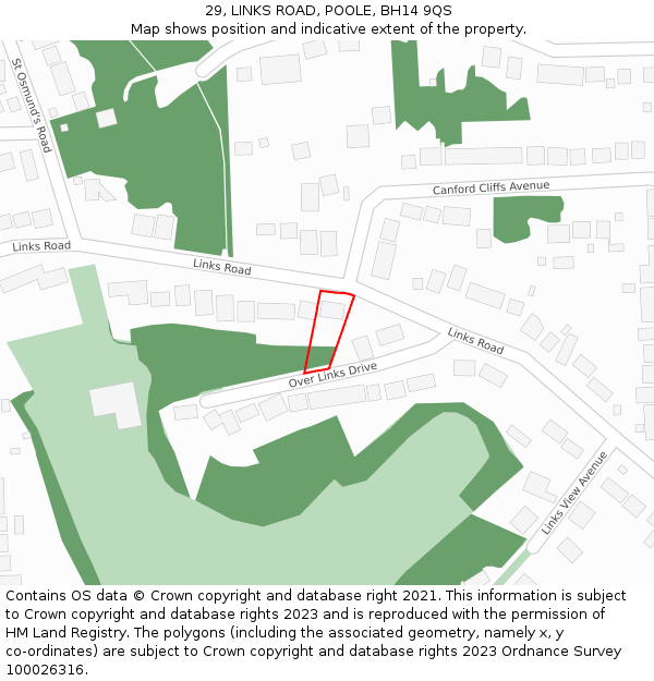 29, LINKS ROAD, POOLE, BH14 9QS: Location map and indicative extent of plot