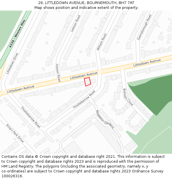 29, LITTLEDOWN AVENUE, BOURNEMOUTH, BH7 7AT: Location map and indicative extent of plot