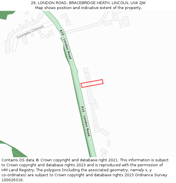 29, LONDON ROAD, BRACEBRIDGE HEATH, LINCOLN, LN4 2JW: Location map and indicative extent of plot