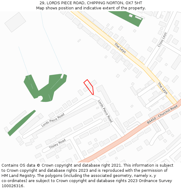 29, LORDS PIECE ROAD, CHIPPING NORTON, OX7 5HT: Location map and indicative extent of plot