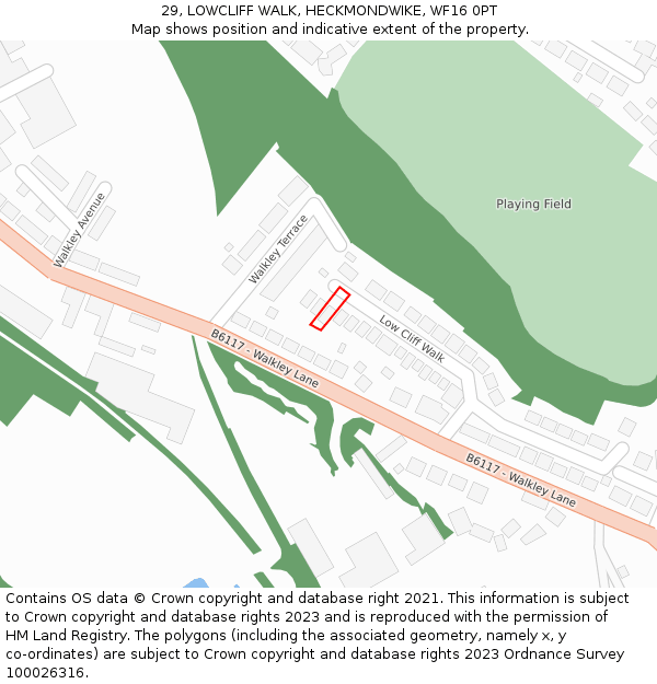 29, LOWCLIFF WALK, HECKMONDWIKE, WF16 0PT: Location map and indicative extent of plot