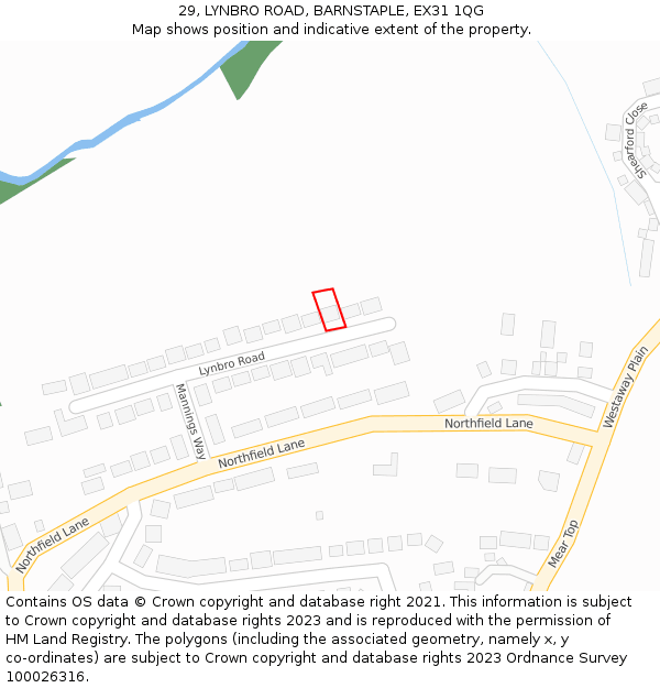 29, LYNBRO ROAD, BARNSTAPLE, EX31 1QG: Location map and indicative extent of plot