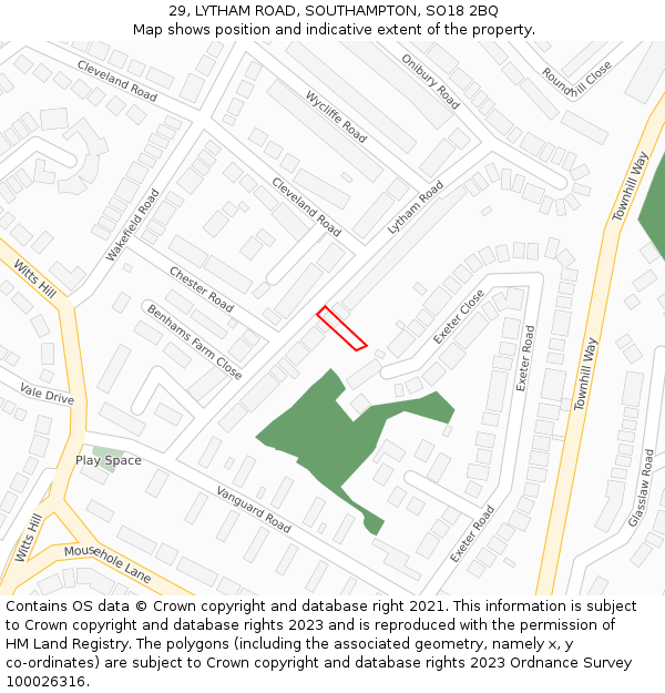 29, LYTHAM ROAD, SOUTHAMPTON, SO18 2BQ: Location map and indicative extent of plot