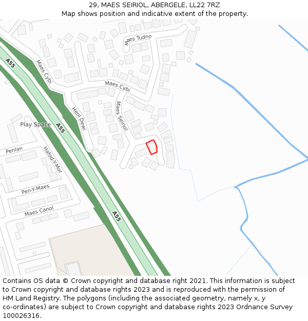 29, MAES SEIRIOL, ABERGELE, LL22 7RZ: Location map and indicative extent of plot