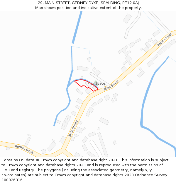 29, MAIN STREET, GEDNEY DYKE, SPALDING, PE12 0AJ: Location map and indicative extent of plot