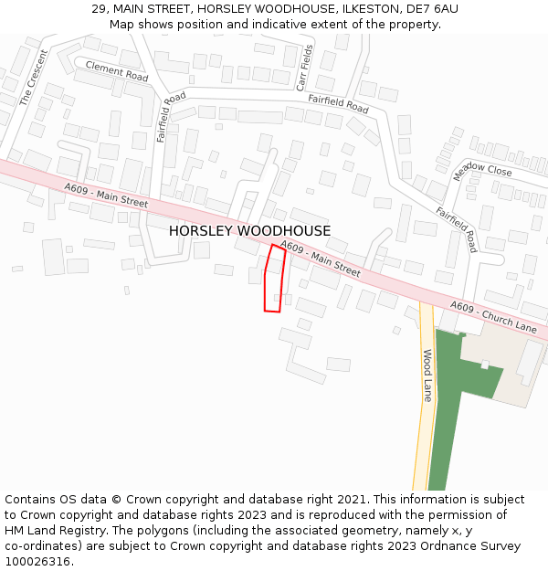 29, MAIN STREET, HORSLEY WOODHOUSE, ILKESTON, DE7 6AU: Location map and indicative extent of plot