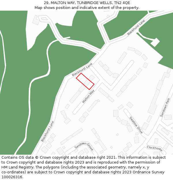 29, MALTON WAY, TUNBRIDGE WELLS, TN2 4QE: Location map and indicative extent of plot