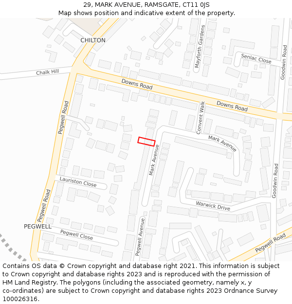 29, MARK AVENUE, RAMSGATE, CT11 0JS: Location map and indicative extent of plot