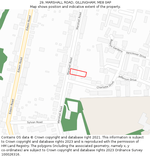 29, MARSHALL ROAD, GILLINGHAM, ME8 0AP: Location map and indicative extent of plot