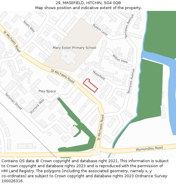 29, MASEFIELD, HITCHIN, SG4 0QB: Location map and indicative extent of plot