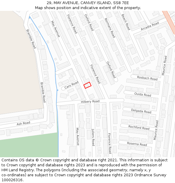 29, MAY AVENUE, CANVEY ISLAND, SS8 7EE: Location map and indicative extent of plot