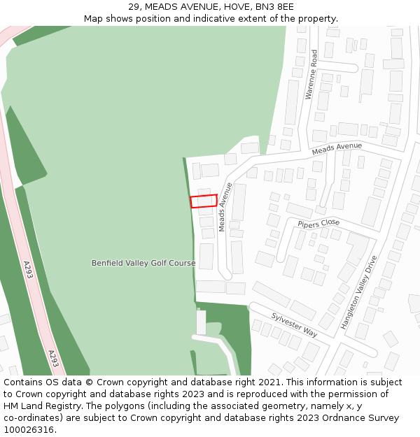 29, MEADS AVENUE, HOVE, BN3 8EE: Location map and indicative extent of plot