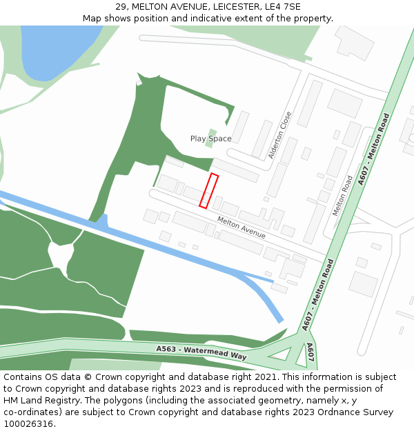 29, MELTON AVENUE, LEICESTER, LE4 7SE: Location map and indicative extent of plot