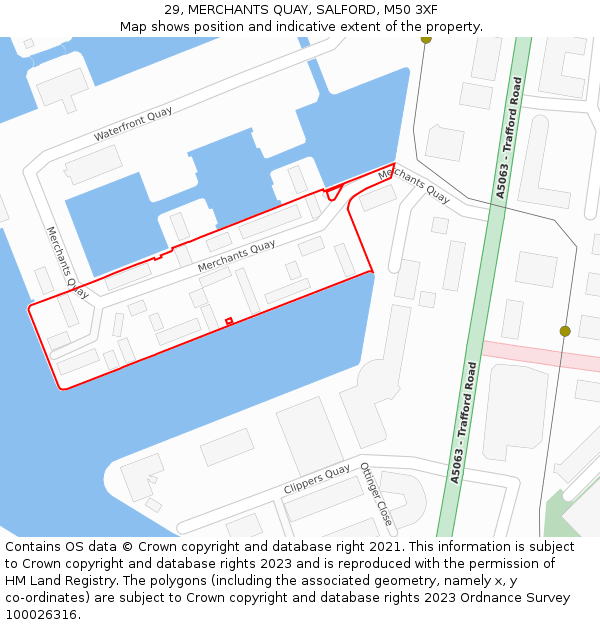 29, MERCHANTS QUAY, SALFORD, M50 3XF: Location map and indicative extent of plot