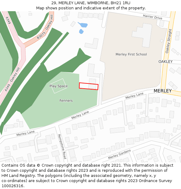 29, MERLEY LANE, WIMBORNE, BH21 1RU: Location map and indicative extent of plot