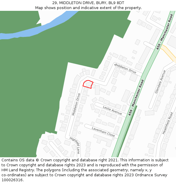 29, MIDDLETON DRIVE, BURY, BL9 8DT: Location map and indicative extent of plot