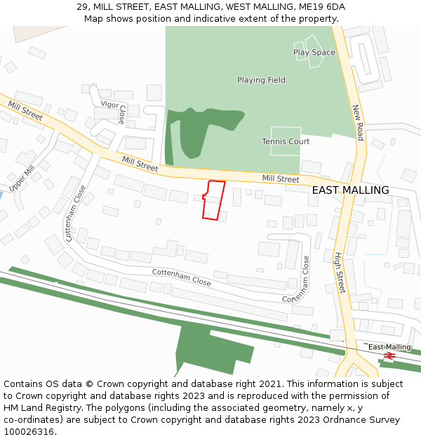 29, MILL STREET, EAST MALLING, WEST MALLING, ME19 6DA: Location map and indicative extent of plot