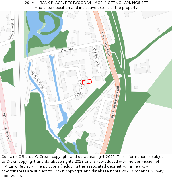 29, MILLBANK PLACE, BESTWOOD VILLAGE, NOTTINGHAM, NG6 8EF: Location map and indicative extent of plot