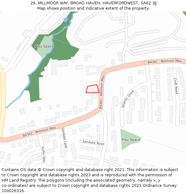 29, MILLMOOR WAY, BROAD HAVEN, HAVERFORDWEST, SA62 3JJ: Location map and indicative extent of plot