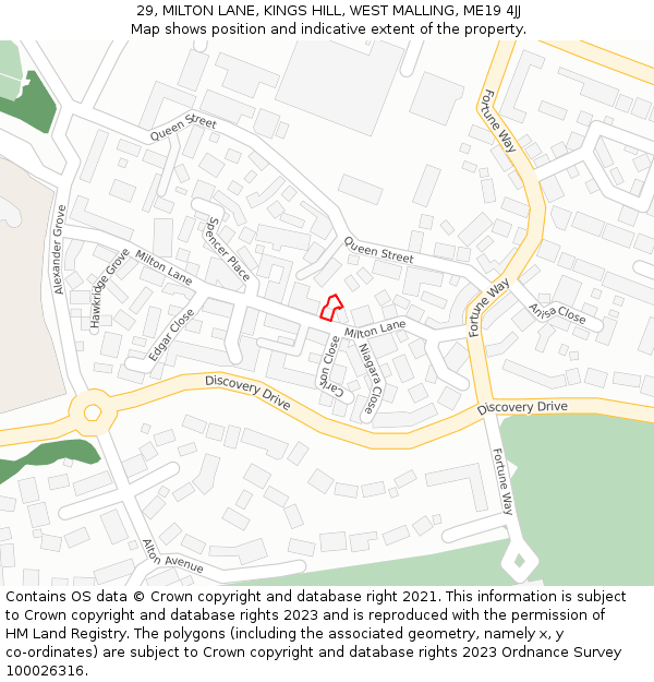 29, MILTON LANE, KINGS HILL, WEST MALLING, ME19 4JJ: Location map and indicative extent of plot