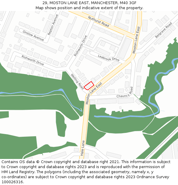 29, MOSTON LANE EAST, MANCHESTER, M40 3GF: Location map and indicative extent of plot